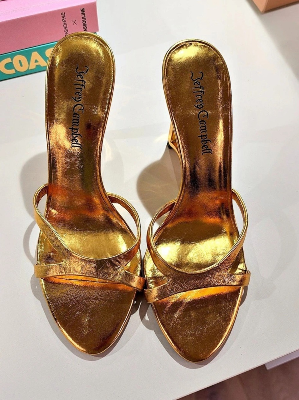 Jeffrey Campbell Absentia Gold Metallic Gold Heels - Picture 4 of 4